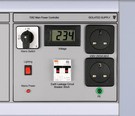 Mains power for Time Electronics CalBench is controlled via the 7082 single-phase unit equipped with two mains power sockets. <br />A further four sockets are fitted on the underside of the primary console, with two positioned at either end of the console, providing outlets for use across the bench. On the module a main power switch, residual current circuit breaker with over-current protection (RCBO), and under console lighting switch are included. Mains input and lighting supply lines are filtered. The 7082 is fitted as standard in every CalBench system.