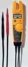 Fluke T5-1000: The Fluke T5 Electrical Testers let you check voltage, continuity and current with one compact tool. With the T5, all you have to do is select volts, ohms, or current and the tester does the rest. OpenJaw™ current lets you check current up to 100A - without breaking the circuit. Its tough test leads stow neatly in the back of the tester, making it easy to tote the T5 in your tool pouch. Detachable SlimReach™ test probes are customized for national electrical standards. The test leads accept optional accessories such as clips and specialty probes. The optional H5 holster lets you clip the T5 onto your belt. Available in 600V and 1000V models.
