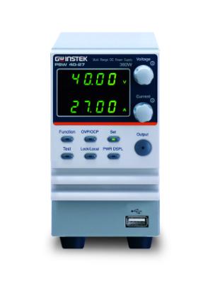 The PSW 40-27 is a single output multi-range programmable switching DC Power Supply covering a power range up to 360W. The multi-range feature allows the flexible and efficient configuration of voltage and current within the rated power range. As the PSW 250-4.5 can be connected in parallel for maximum 3 units, the capability of connecting multiple PSW units for higher voltage or higher current output provides a broad coverage of applications. With the flexibility of multi-range power utilization and parallel connection, the PSW 40-27 significantly reduces the user’s investment for various power supply products to accommodate the projects with different power requirements.