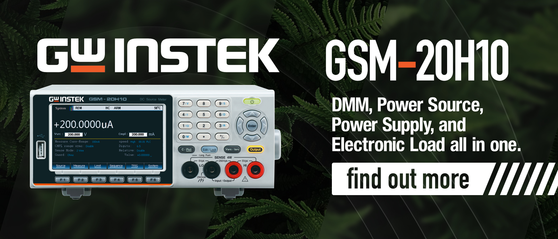 GW Instek all new GSM-20H10 Precision DC Source Meter